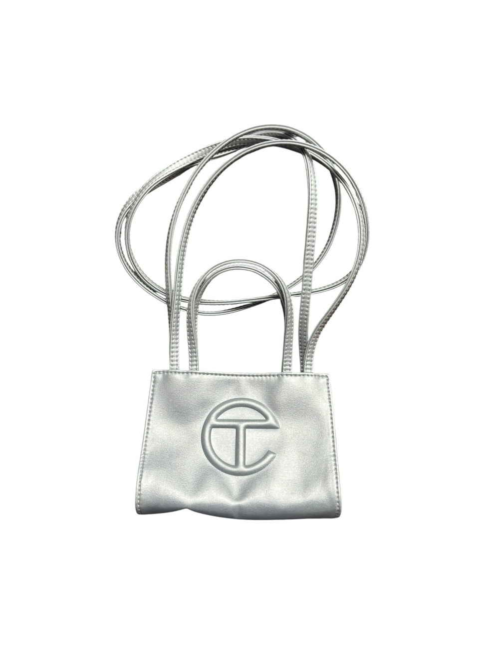 Telfar Metallic Silver Mini Shopping Bag